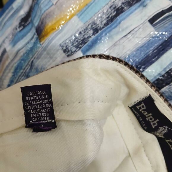 Vintage ralp lauren PURPLE LABEL women size 6 wool pants brown 24 waist gingham - Picture 11 of 11